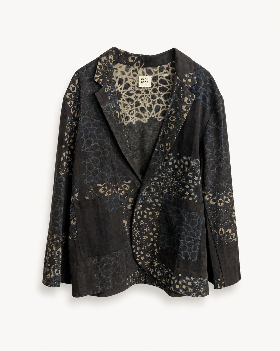 Denim Block Print Blazer - image 1