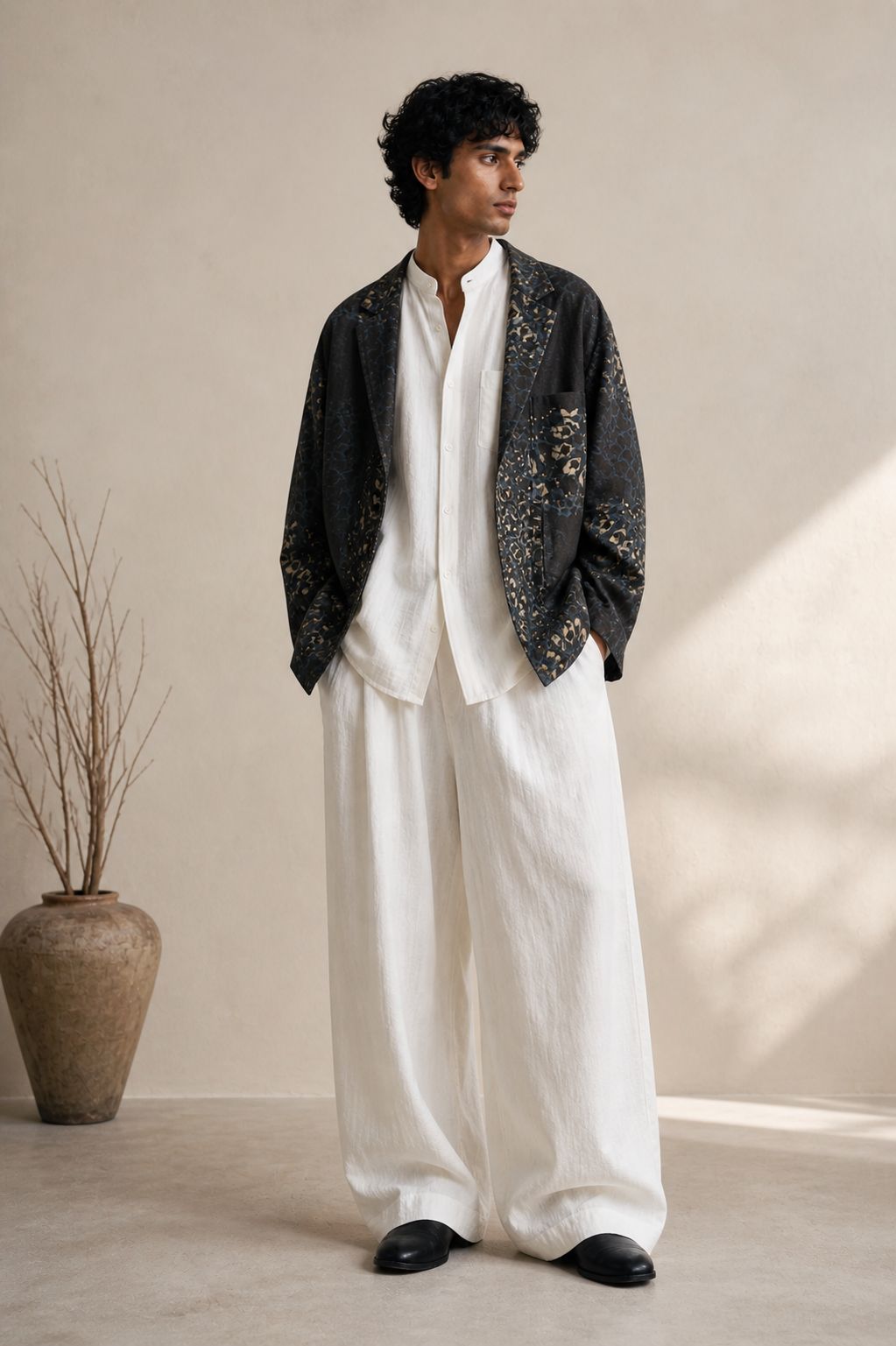 Denim Block Print Blazer - image 3