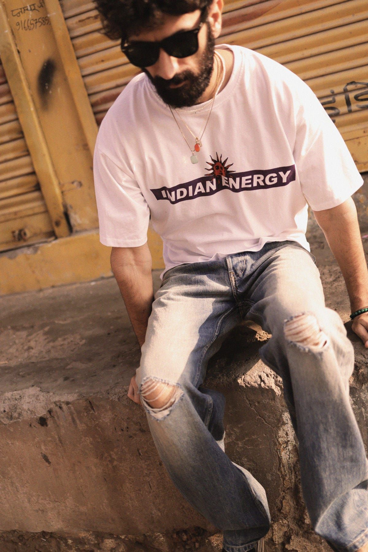 "INDIAN ENERGY" White Half Sleeve Teeshirt - image 2
