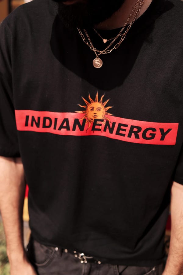 Aakartaro — "INDIAN ENERGY" Black Half Sleeve Teeshirt