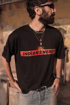 "INDIAN ENERGY" Black Half Sleeve Teeshirt view 2