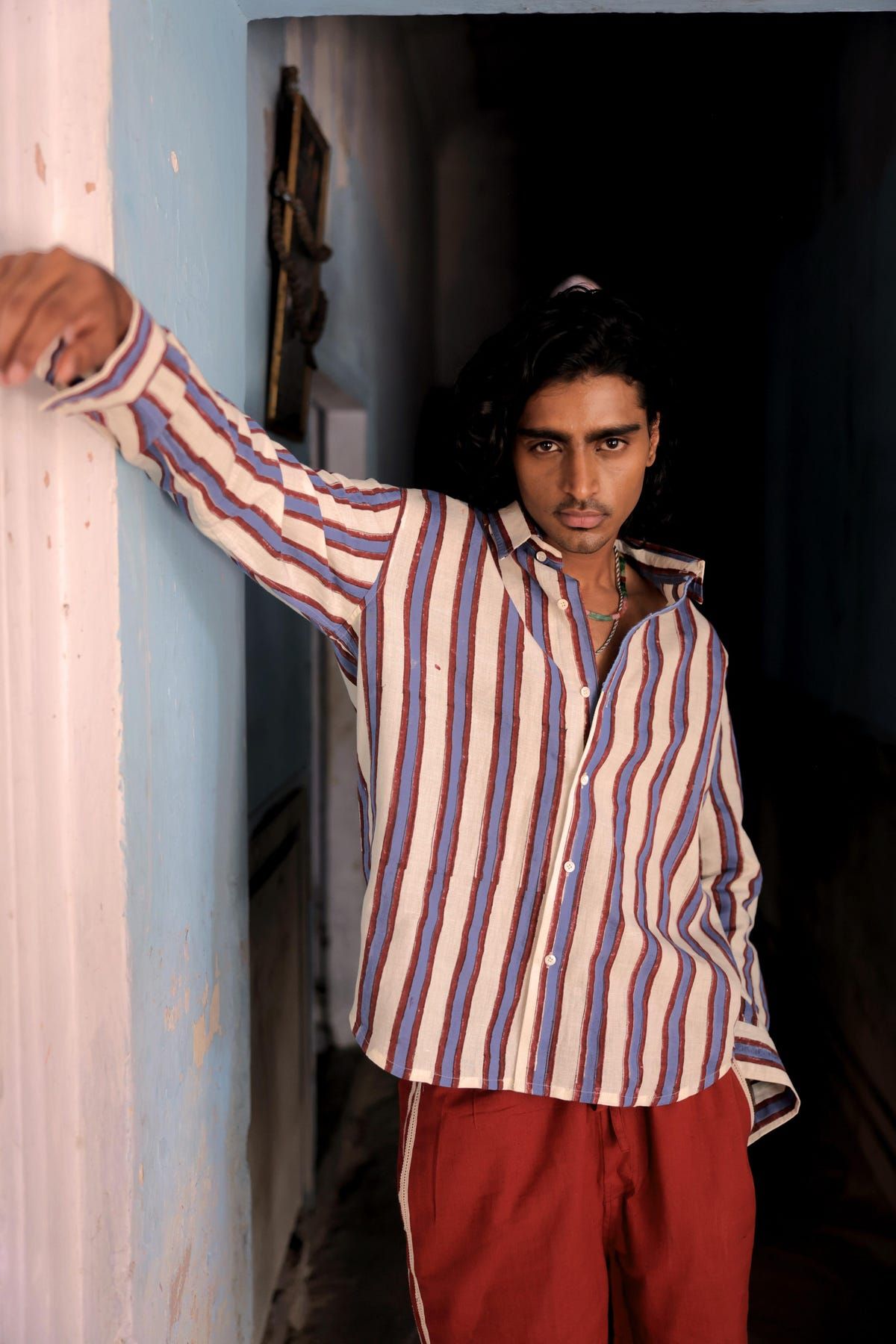 Hand-Blocked Stripe Linen Summer Shirt - image 3