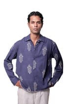 Blue Hand-Blocked Jaipur Shirt view 5
