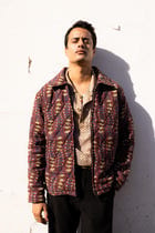 Maroon Sanganer Hand-Blocked Quilt Jacket view 1