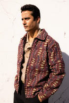 Maroon Sanganer Hand-Blocked Quilt Jacket view 2