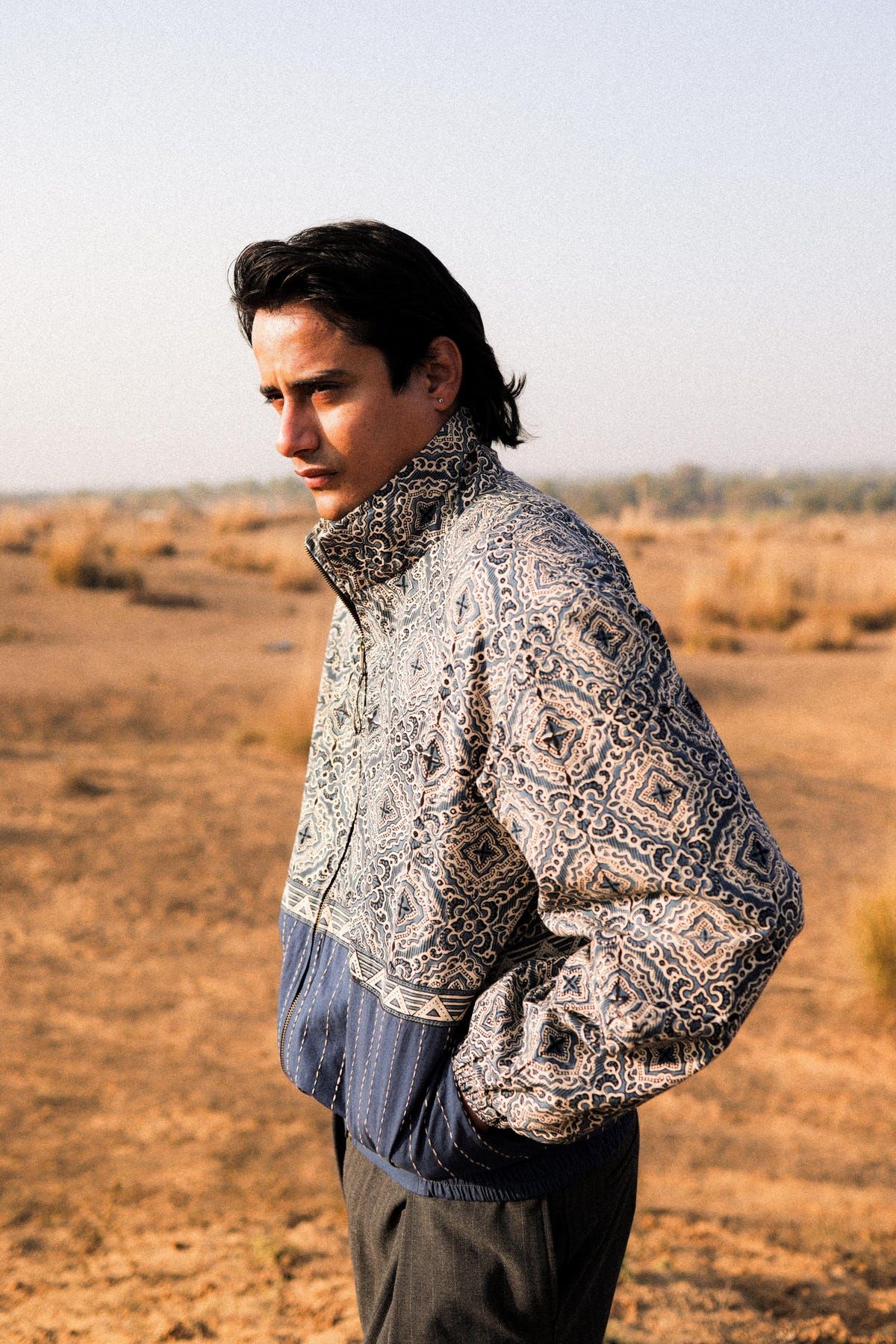 Bagru Kantha Handcrafted Track Jacket - image 1
