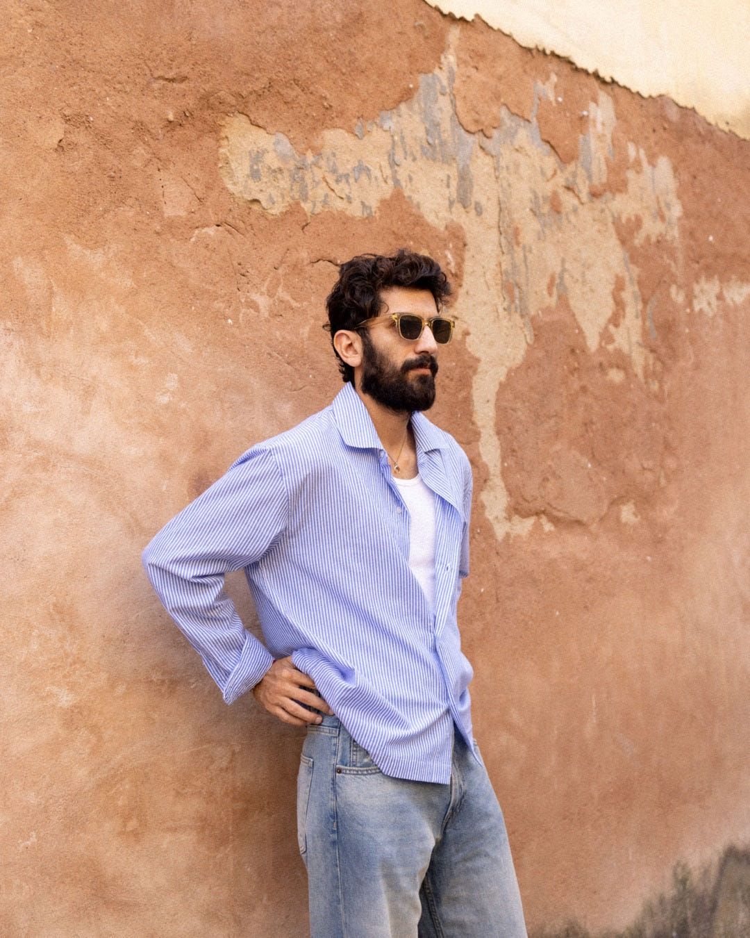 Blue Pinstripe Resort Shirt - image 1
