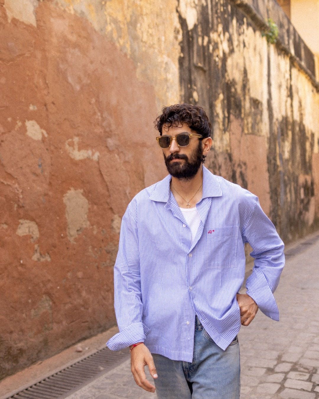 Blue Pinstripe Resort Shirt - image 6