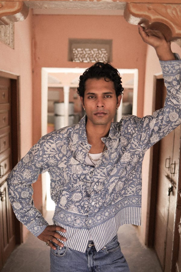 Aakartaro — Blue Sanganer Hand-Blocked Shirt