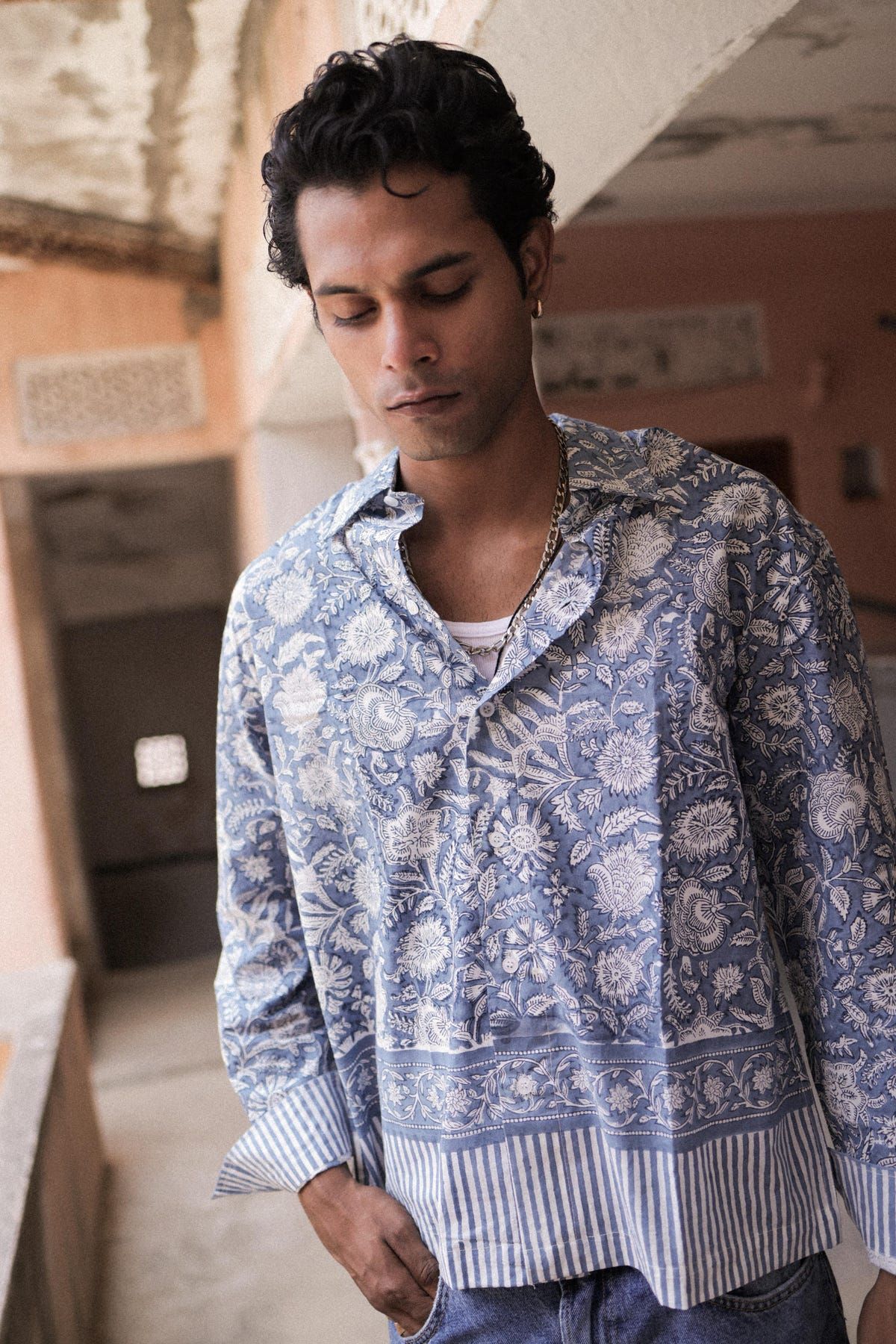 Blue Sanganer Hand-Blocked Shirt - image 4