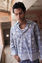 Blue Sanganer Hand-Blocked Shirt view 4
