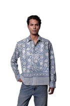 Blue Sanganer Hand-Blocked Shirt view 5