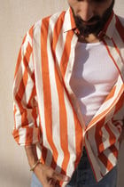 Rust Stripe Summer Shirt view 1