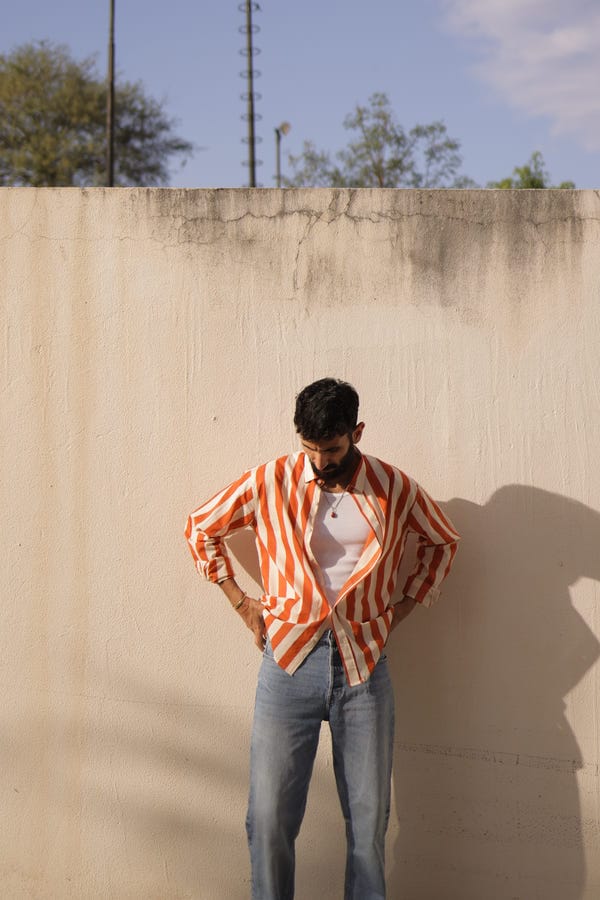 Aakartaro — Rust Stripe Summer Shirt