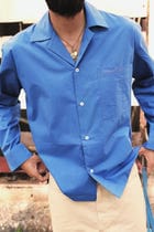 Blue Poplin Logo Overshirt view 1