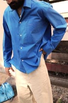 Blue Poplin Logo Overshirt view 4