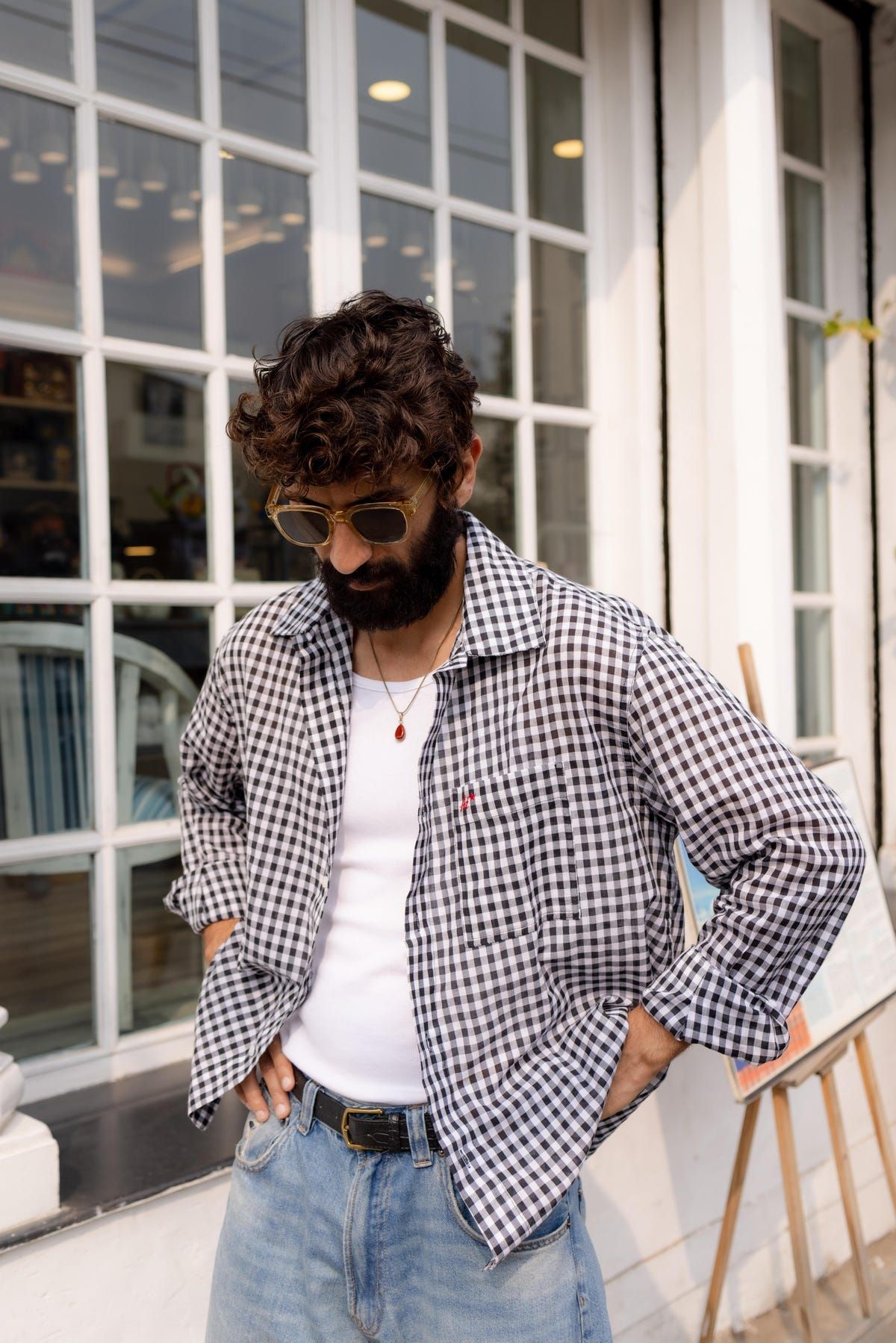 Black and White Check Shirt - image 1