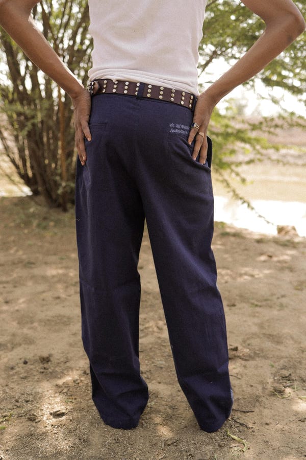 Aakartaro — Blue Embroidered Pants