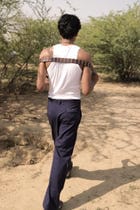 Blue Embroidered Pants view 3