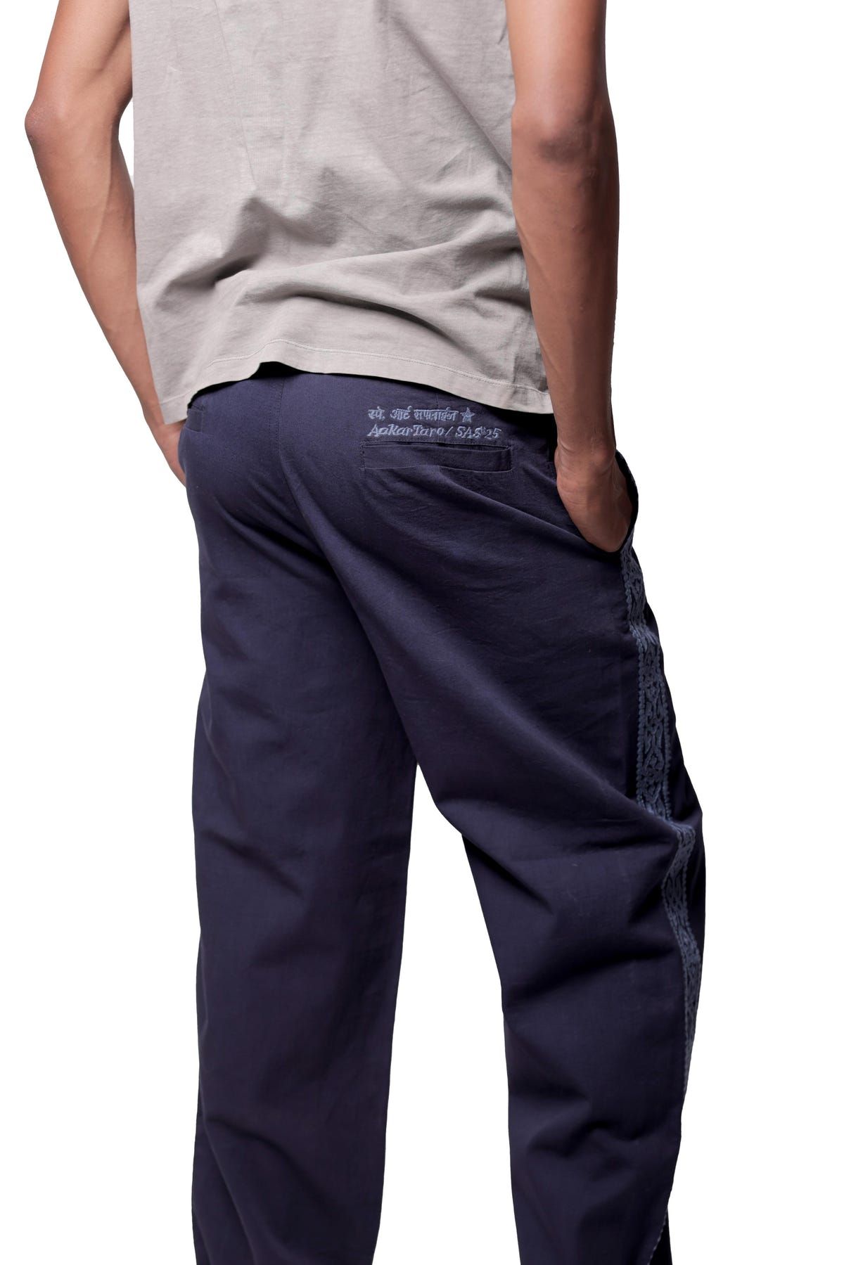 Blue Embroidered Pants - image 5