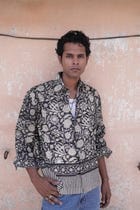 Black Sanganer Hand-Blocked Shirt view 1