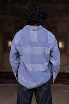 Summer Blue Hand-Blocked Panel Shirt view 4