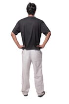 White & Blue Striped Embroidered Summer Pants view 3