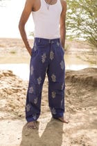 Blue Hand-Blocked Summer Pants view 1