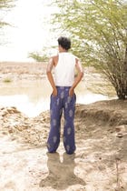 Blue Hand-Blocked Summer Pants view 3