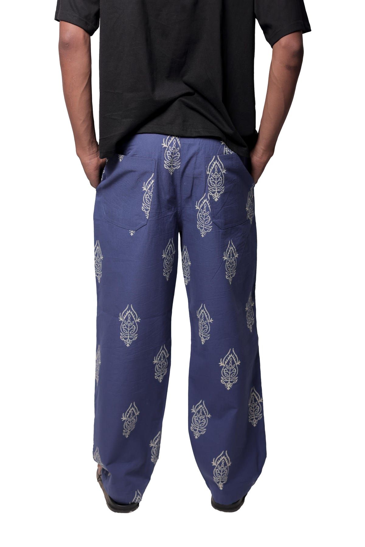 Blue Hand-Blocked Summer Pants - image 5