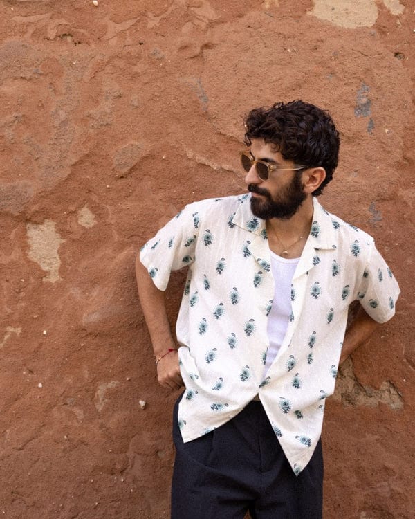 Aakartaro — Off White Dobby Printed Shirt