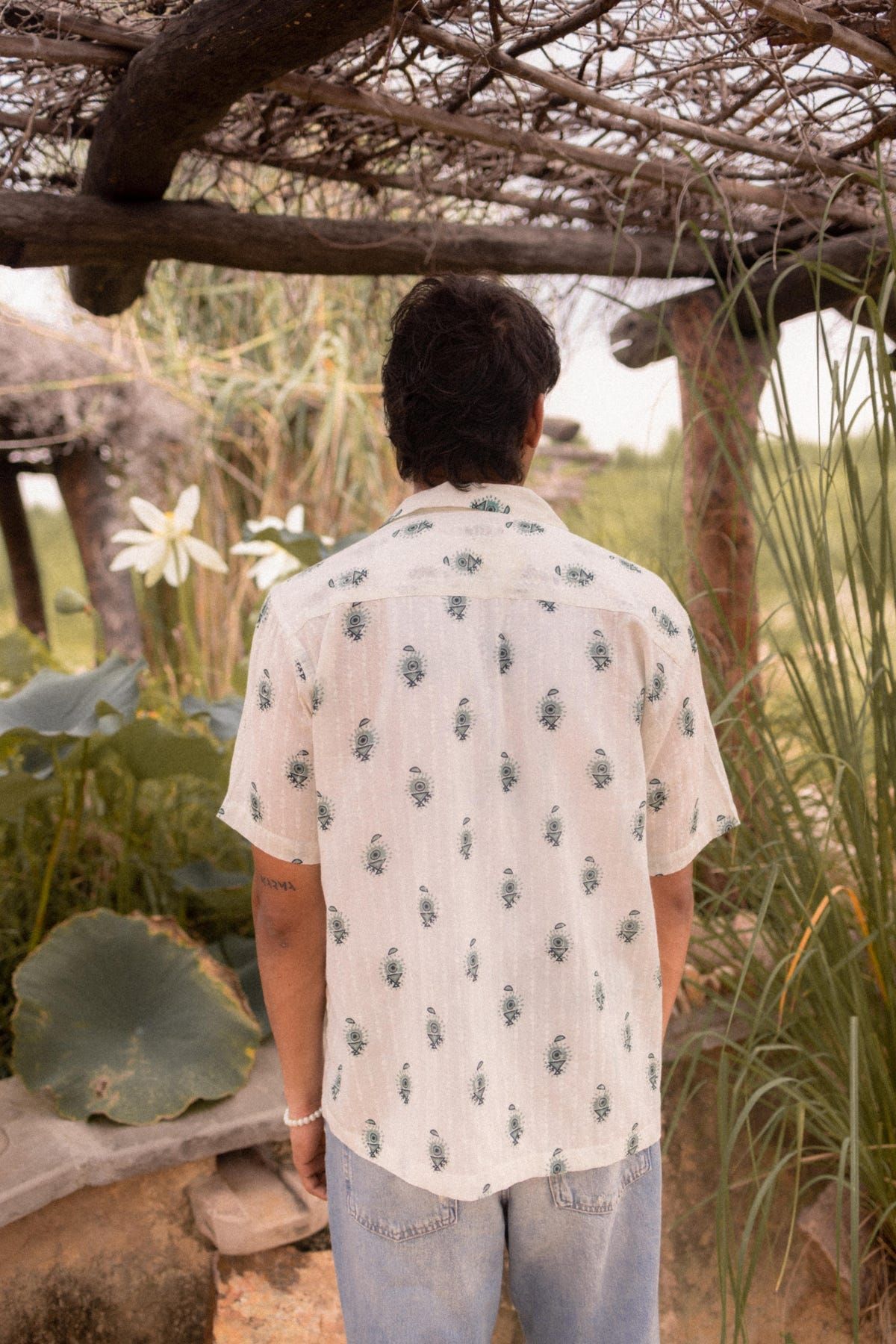 Off White Dobby Printed Shirt - image 5