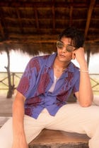 Blue Purple Printed Resort Shirt view 3