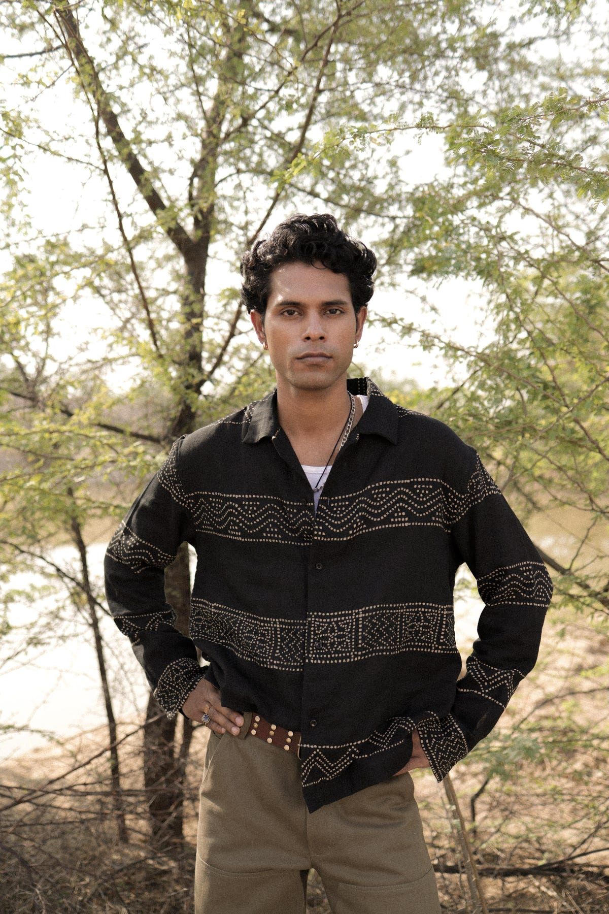 Black Hand-Blocked Panel Shirt - image 1