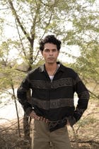 Black Hand-Blocked Panel Shirt view 1