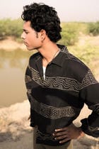 Black Hand-Blocked Panel Shirt view 3