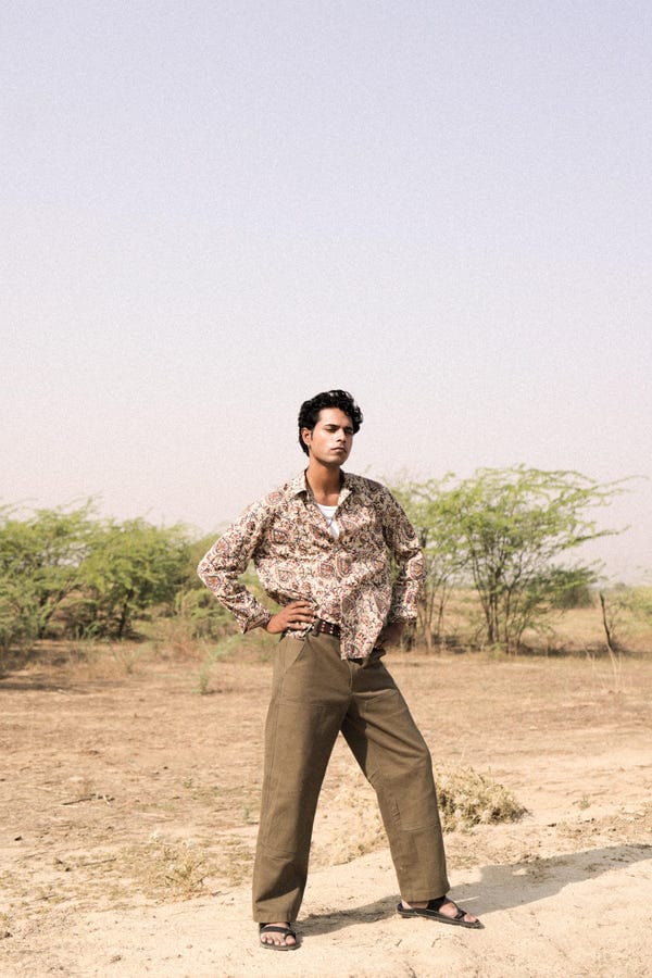 Aakartaro — Bagru Hand-Blocked Jaal Summer Shirt
