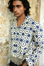 Blue Bagru Hand-Blocked Summer Shirt view 3