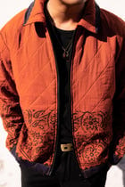 Rust Jaal Hand-Blocked Quilt Jacket view 3