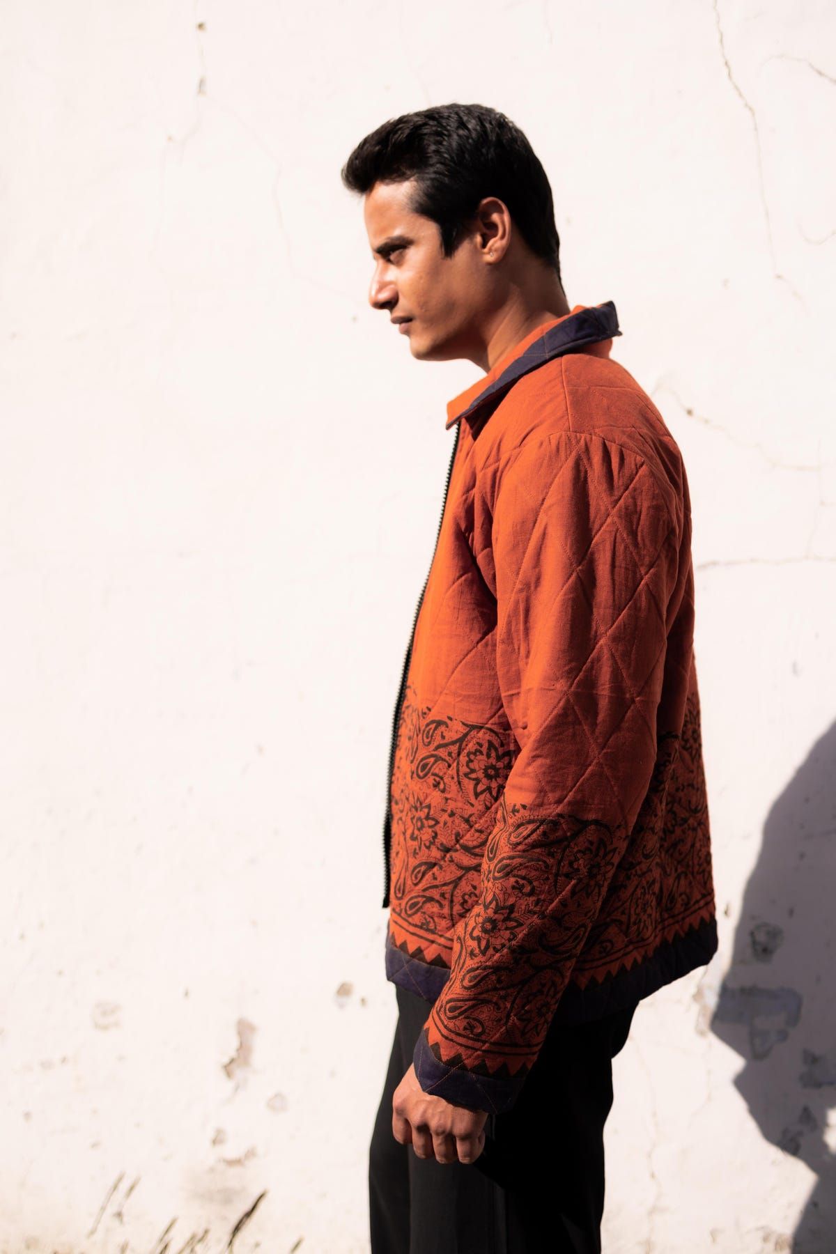 Rust Jaal Hand-Blocked Quilt Jacket - image 7