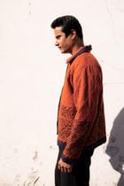 Rust Jaal Hand-Blocked Quilt Jacket view 7