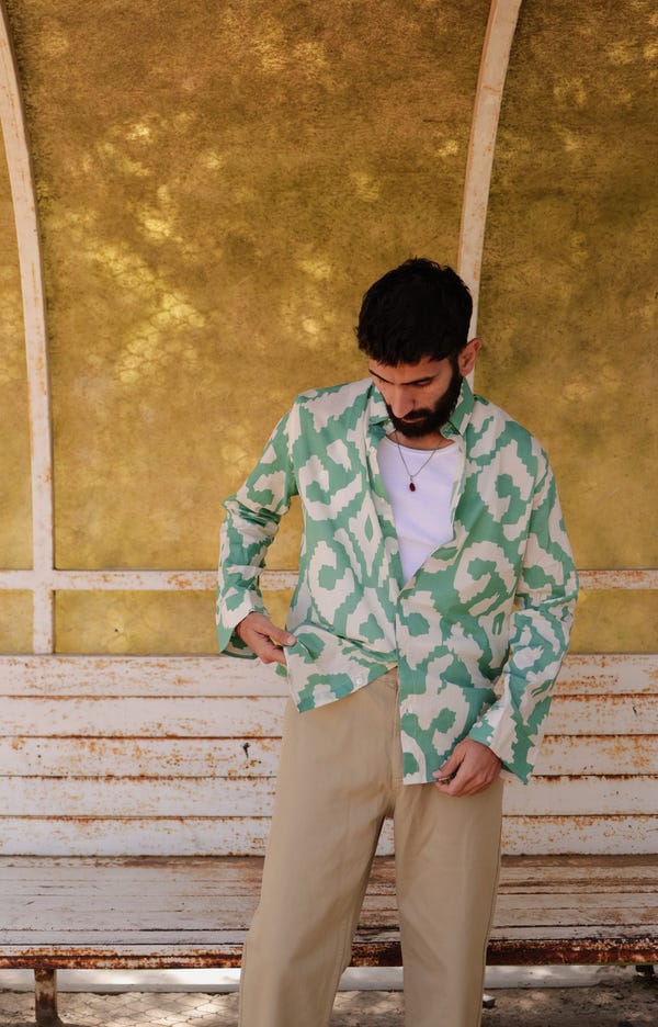 Aakartaro — Sage Ikat Summer Shirt
