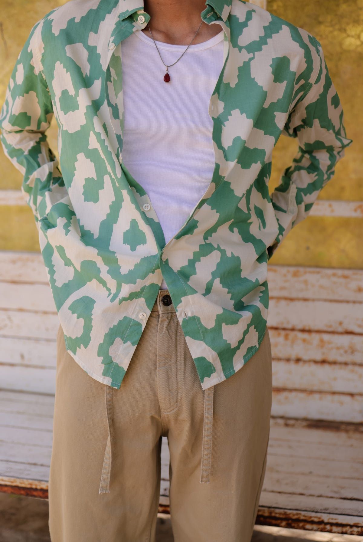 Sage Ikat Summer Shirt - image 3