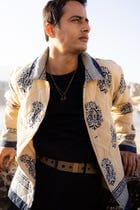 Beige Paisley Hand-Blocked Quilt Jacket view 2