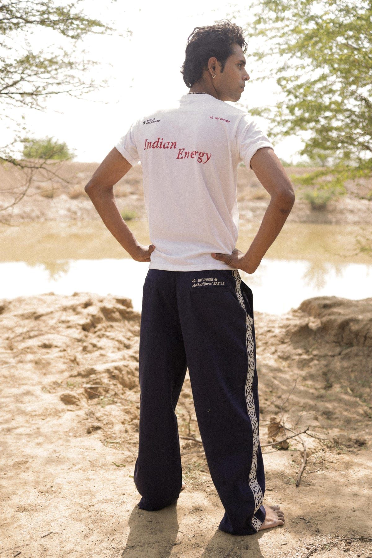 Navy Embroidered Pants - image 2