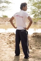 Navy Embroidered Pants view 2