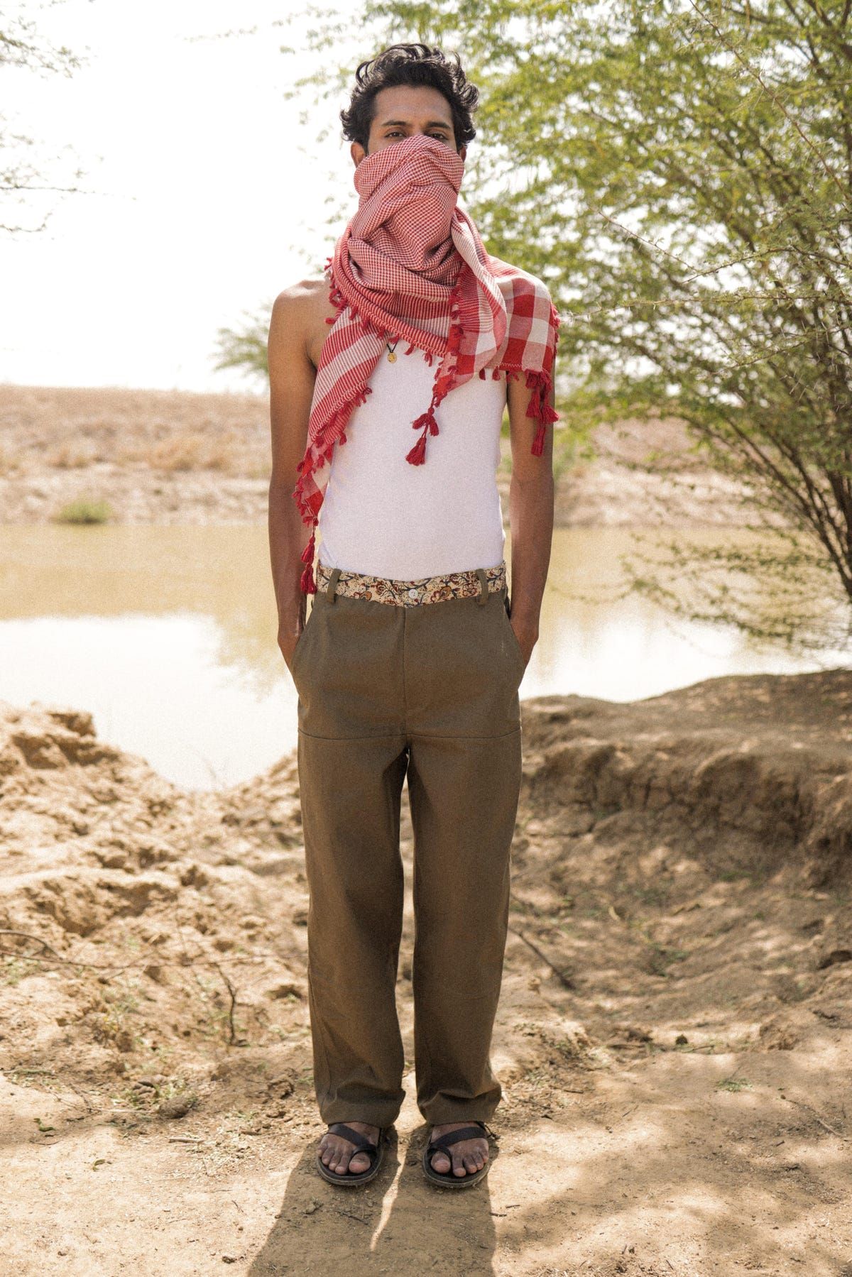Olive Embroidered Pants - image 1