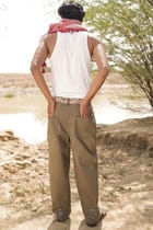 Olive Embroidered Pants view 3