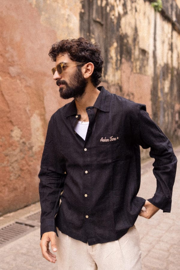 Aakartaro — Black Dobby Resort Shirt