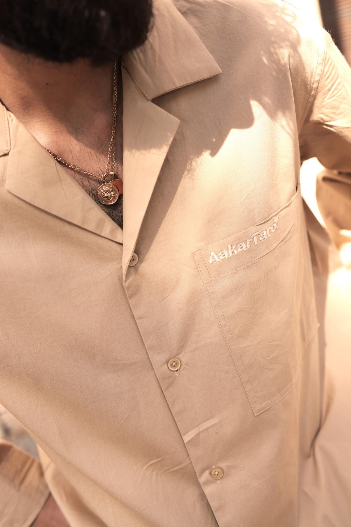 Khakhi Poplin Logo Overshirt - image 2